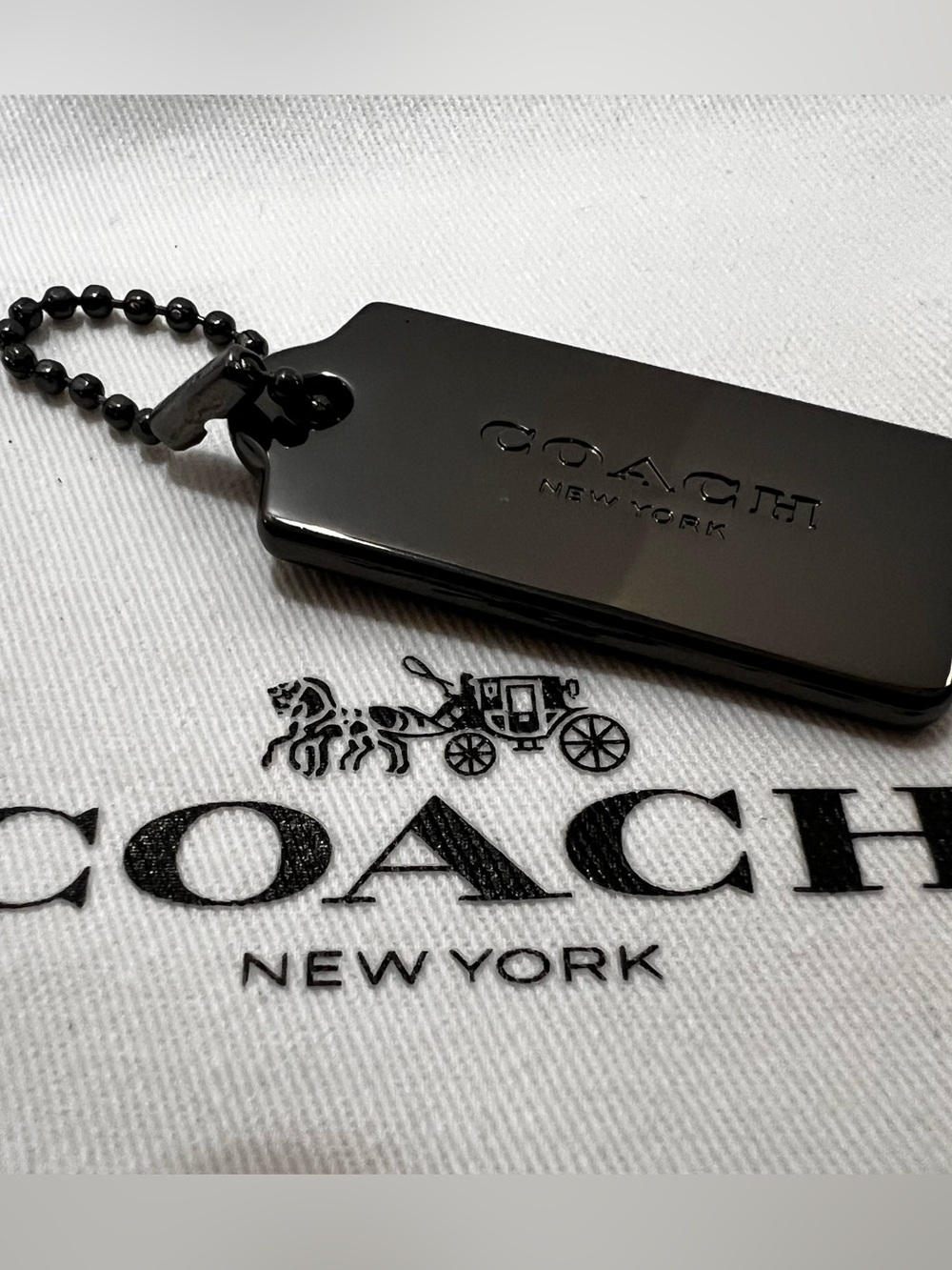 Coach black metallic  Black Logo Tag Pendant - Picture 2 of 8